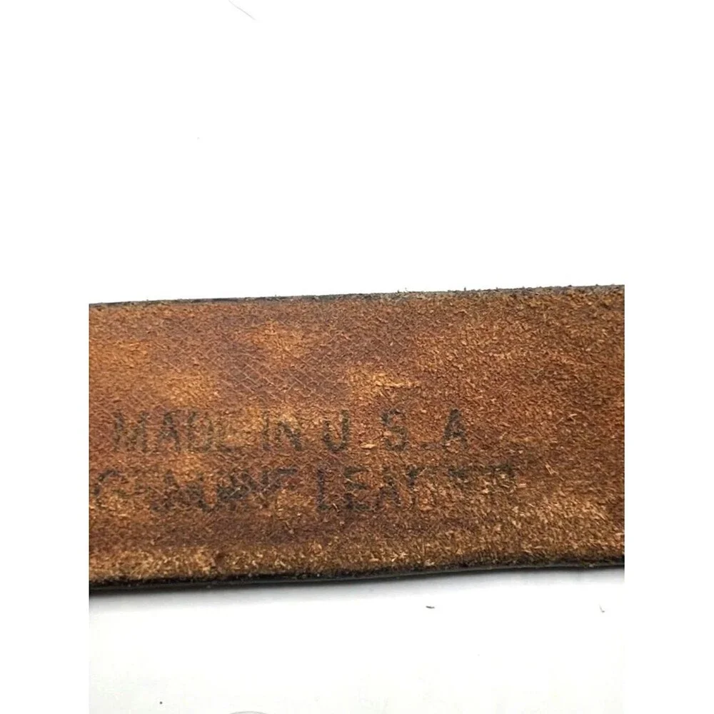 Vintage Tooled Genuine Leather Belt (Made in USA)